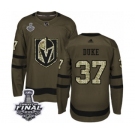 Men Adidas Vegas Golden Knights #37 Reid Duke Authentic Green Salute to Service 2018 Stanley Cup Final NHL Jersey