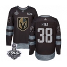 Men Adidas Vegas Golden Knights #38 Tomas Hyka Authentic Black 1917-2017 100th Anniversary 2018 Stanley Cup Final NHL Jersey