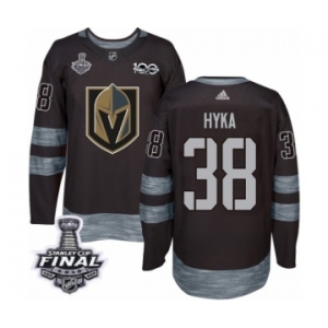 Men Adidas Vegas Golden Knights #38 Tomas Hyka Authentic Black 1917-2017 100th Anniversary 2018 Stanley Cup Final NHL Jersey