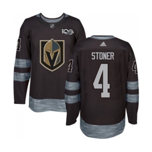 Men Adidas Vegas Golden Knights #4 Clayton Stoner Authentic Black 1917-2017 100th Anniversary NHL Jersey