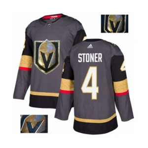 Men Adidas Vegas Golden Knights #4 Clayton Stoner Authentic Gray Fashion Gold NHL Jersey
