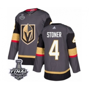 Men Adidas Vegas Golden Knights #4 Clayton Stoner Authentic Gray Home 2018 Stanley Cup Final NHL Jersey