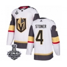 Men Adidas Vegas Golden Knights #4 Clayton Stoner Authentic White Away 2018 Stanley Cup Final NHL Jersey