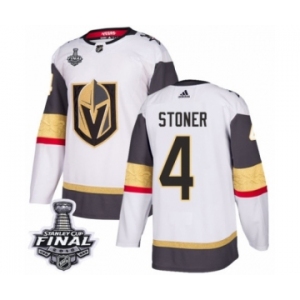 Men Adidas Vegas Golden Knights #4 Clayton Stoner Authentic White Away 2018 Stanley Cup Final NHL Jersey