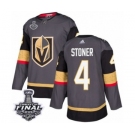 Men Adidas Vegas Golden Knights #4 Clayton Stoner Premier Gray Home 2018 Stanley Cup Final NHL Jersey