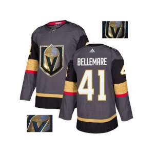 Men Adidas Vegas Golden Knights #41 Pierre-Edouard Bellemare Authentic Gray Fashion Gold NHL Jersey