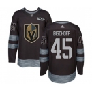 Men Adidas Vegas Golden Knights #45 Jake Bischoff Authentic Black 1917-2017 100th Anniversary NHL Jersey