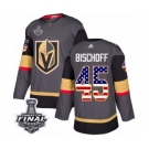 Men Adidas Vegas Golden Knights #45 Jake Bischoff Authentic Gray USA Flag Fashion 2018 Stanley Cup Final NHL Jersey