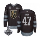Men Adidas Vegas Golden Knights #47 Luca Sbisa Authentic Black 1917-2017 100th Anniversary 2018 Stanley Cup Final NHL Jersey