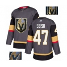 Men Adidas Vegas Golden Knights #47 Luca Sbisa Authentic Gray Fashion Gold NHL Jersey