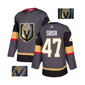 Men Adidas Vegas Golden Knights #47 Luca Sbisa Authentic Gray Fashion Gold NHL Jersey