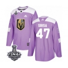 Men Adidas Vegas Golden Knights #47 Luca Sbisa Authentic Purple Fights Cancer Practice 2018 Stanley Cup Final NHL Jersey