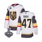 Men Adidas Vegas Golden Knights #47 Luca Sbisa Authentic White Away 2018 Stanley Cup Final NHL Jersey