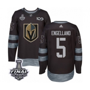 Men Adidas Vegas Golden Knights #5 Deryk Engelland Authentic Black 1917-2017 100th Anniversary 2018 Stanley Cup Final NHL Jersey