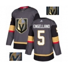 Men Adidas Vegas Golden Knights #5 Deryk Engelland Authentic Gray Fashion Gold NHL Jersey
