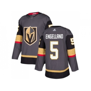 Men Adidas Vegas Golden Knights #5 Deryk Engelland Grey Home Authentic Stitched NHL Jersey