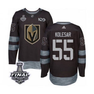 Men Adidas Vegas Golden Knights #55 Keegan Kolesar Authentic Black 1917-2017 100th Anniversary 2018 Stanley Cup Final NHL Jersey