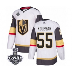 Men Adidas Vegas Golden Knights #55 Keegan Kolesar Authentic White Away 2018 Stanley Cup Final NHL Jersey