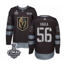 Men Adidas Vegas Golden Knights #56 Erik Haula Authentic Black 1917-2017 100th Anniversary 2018 Stanley Cup Final NHL Jersey