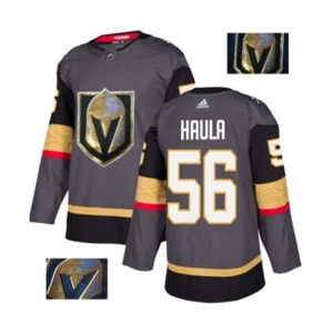 Men Adidas Vegas Golden Knights #56 Erik Haula Authentic Gray Fashion Gold NHL Jersey