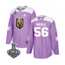 Men Adidas Vegas Golden Knights #56 Erik Haula Authentic Purple Fights Cancer Practice 2018 Stanley Cup Final NHL Jersey