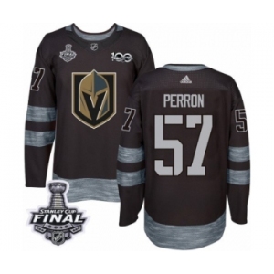 Men Adidas Vegas Golden Knights #57 David Perron Authentic Black 1917-2017 100th Anniversary 2018 Stanley Cup Final NHL Jersey