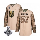 Men Adidas Vegas Golden Knights #57 David Perron Authentic Camo Veterans Day Practice 2018 Stanley Cup Final NHL Jersey