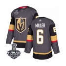 Men Adidas Vegas Golden Knights #6 Colin Miller Authentic Gray Home 2018 Stanley Cup Final NHL Jersey