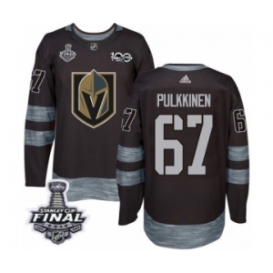 Men Adidas Vegas Golden Knights #67 Teemu Pulkkinen Authentic Black 1917-2017 100th Anniversary 2018 Stanley Cup Final NHL Jersey