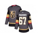 Men Adidas Vegas Golden Knights #67 Teemu Pulkkinen Authentic Gray Home NHL Jersey