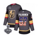 Men Adidas Vegas Golden Knights #67 Teemu Pulkkinen Authentic Gray USA Flag Fashion 2018 Stanley Cup Final NHL Jersey