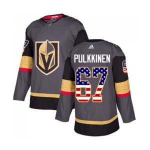 Men Adidas Vegas Golden Knights #67 Teemu Pulkkinen Authentic Gray USA Flag Fashion NHL Jersey