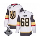 Men Adidas Vegas Golden Knights #68 T.J. Tynan Authentic White Away 2018 Stanley Cup Final NHL Jersey
