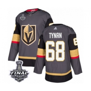 Men Adidas Vegas Golden Knights #68 T.J. Tynan Premier Gray Home 2018 Stanley Cup Final NHL Jersey