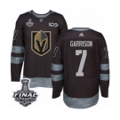 Men Adidas Vegas Golden Knights #7 Jason Garrison Authentic Black 1917-2017 100th Anniversary 2018 Stanley Cup Final NHL Jersey