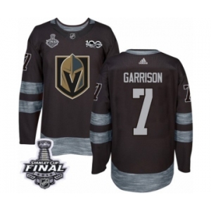Men Adidas Vegas Golden Knights #7 Jason Garrison Authentic Black 1917-2017 100th Anniversary 2018 Stanley Cup Final NHL Jersey