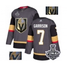 Men Adidas Vegas Golden Knights #7 Jason Garrison Authentic Gray Fashion Gold 2018 Stanley Cup Final NHL Jersey