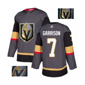 Men Adidas Vegas Golden Knights #7 Jason Garrison Authentic Gray Fashion Gold NHL Jersey