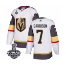 Men Adidas Vegas Golden Knights #7 Jason Garrison Authentic White Away 2018 Stanley Cup Final NHL Jersey