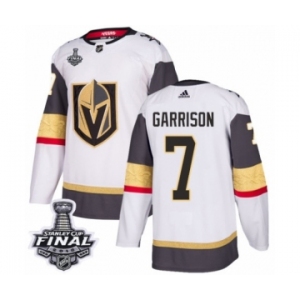 Men Adidas Vegas Golden Knights #7 Jason Garrison Authentic White Away 2018 Stanley Cup Final NHL Jersey