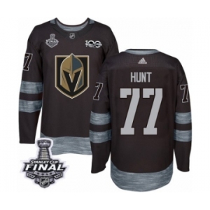 Men Adidas Vegas Golden Knights #77 Brad Hunt Authentic Black 1917-2017 100th Anniversary 2018 Stanley Cup Final NHL Jersey