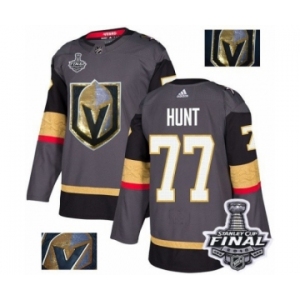 Men Adidas Vegas Golden Knights #77 Brad Hunt Authentic Gray Fashion Gold 2018 Stanley Cup Final NHL Jersey