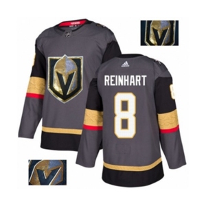 Men Adidas Vegas Golden Knights #8 Griffin Reinhart Authentic Gray Fashion Gold NHL Jersey
