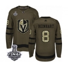 Men Adidas Vegas Golden Knights #8 Griffin Reinhart Authentic Green Salute to Service 2018 Stanley Cup Final NHL Jersey