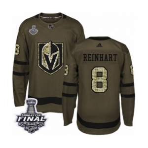 Men Adidas Vegas Golden Knights #8 Griffin Reinhart Authentic Green Salute to Service 2018 Stanley Cup Final NHL Jersey