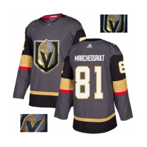 Men Adidas Vegas Golden Knights #81 Jonathan Marchessault Authentic Gray Fashion Gold NHL Jersey