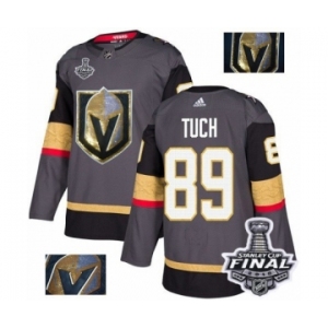 Men Adidas Vegas Golden Knights #89 Alex Tuch Authentic Gray Fashion Gold 2018 Stanley Cup Final NHL Jersey