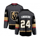 Men Vegas Golden Knights #24 Oscar Lindberg Authentic Black Home Fanatics Branded Breakaway NHL Jersey