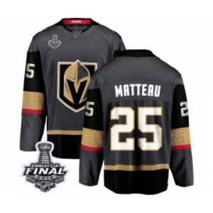 Men Vegas Golden Knights #25 Stefan Matteau Authentic Black Home Fanatics Branded Breakaway 2018 Stanley Cup Final NHL Jersey