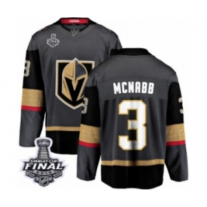 Men Vegas Golden Knights #3 Brayden McNabb Authentic Black Home Fanatics Branded Breakaway 2018 Stanley Cup Final NHL Jersey